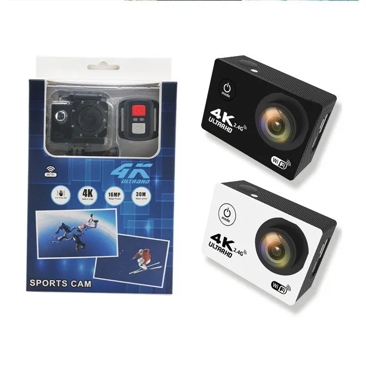 4K Sports DV mini waterproof action camera with ABS plastic body in three colour options
