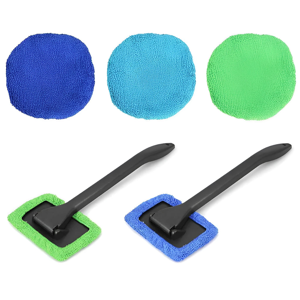 Car window pivoting microfiber cleaner with telescopic pole and eight cloth covers in PP material 39x13x9cm