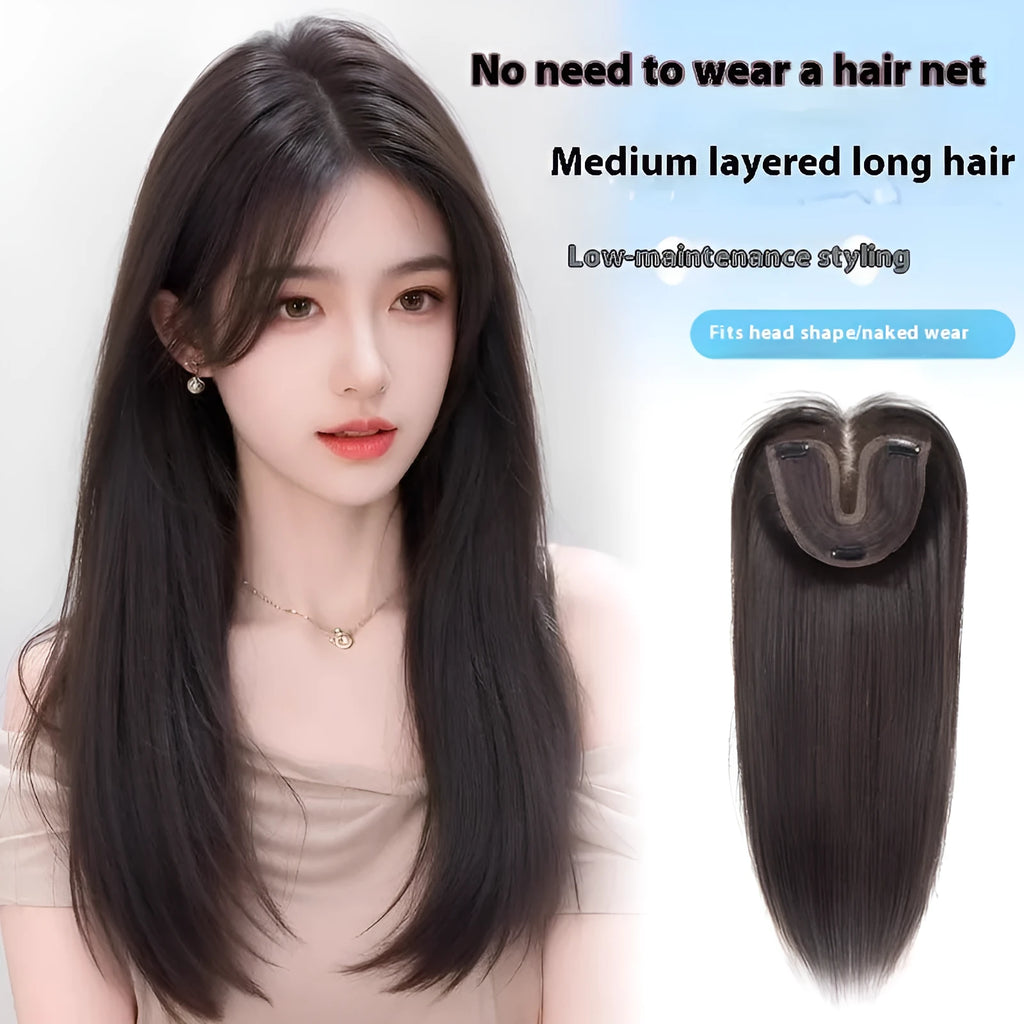 Brown Black high temperature fibre full-head wig with Chinese character bangs for ladies