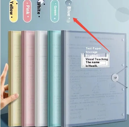A3 test paper storage bag with multi-layer folder in translucent PP plastic for exam organisation