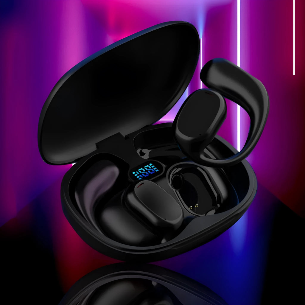 Two ear wireless Bluetooth translation earphones with noise reduction, black and white colour options