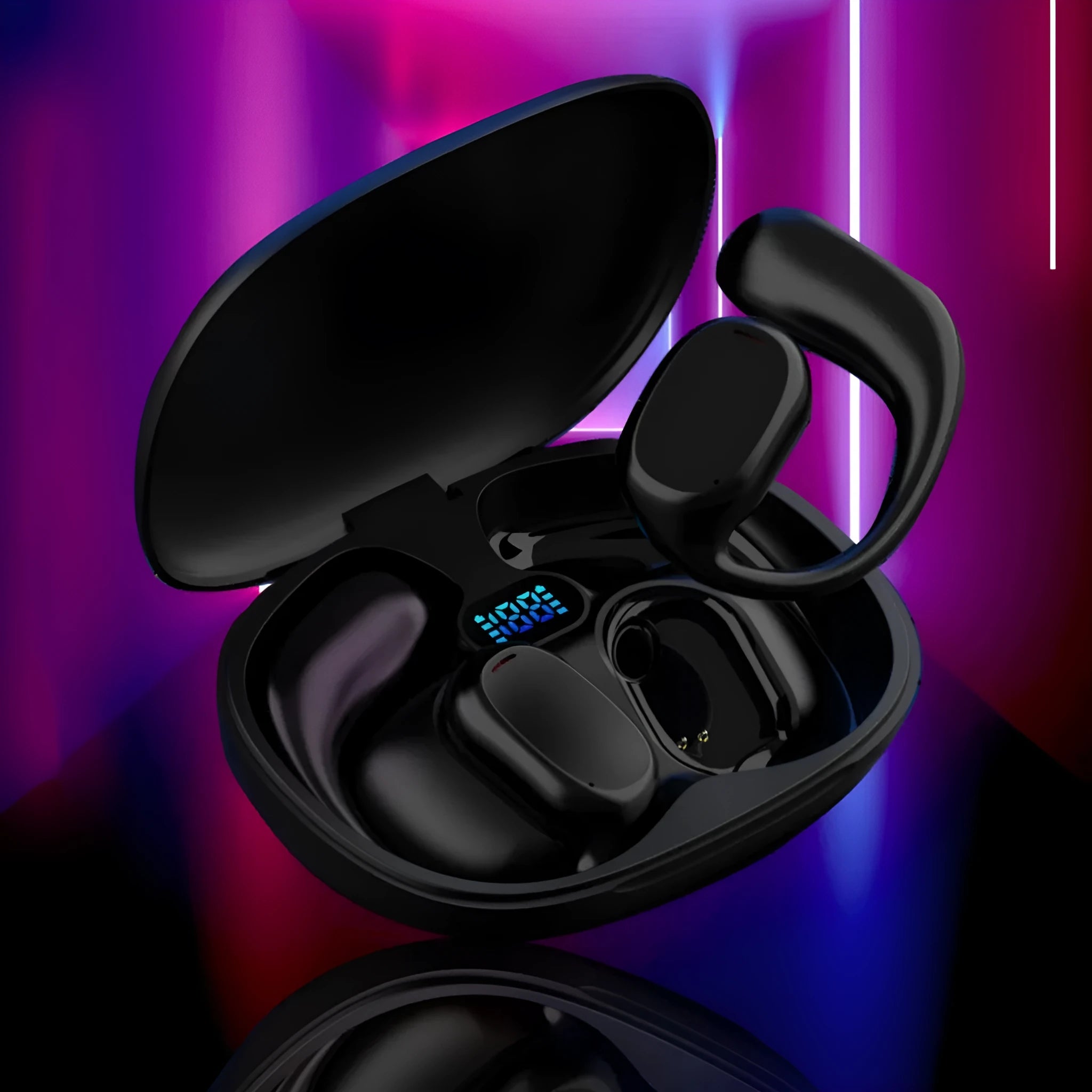 Two ear wireless Bluetooth translation earphones with noise reduction, black and white colour options