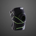 Outdoor sports compression knee pad made of OK cloth and Lycra with metal springs and magic buckle in black