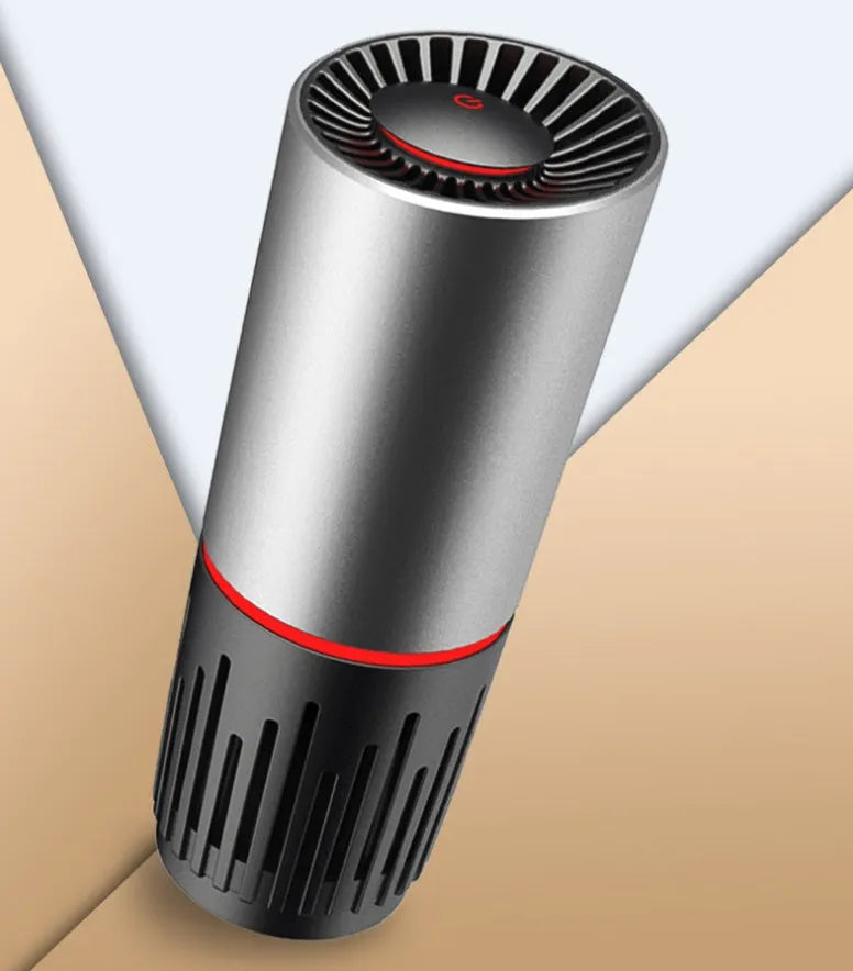 Silver car air purifier cup with high CADR made from ABS plastic for interior use