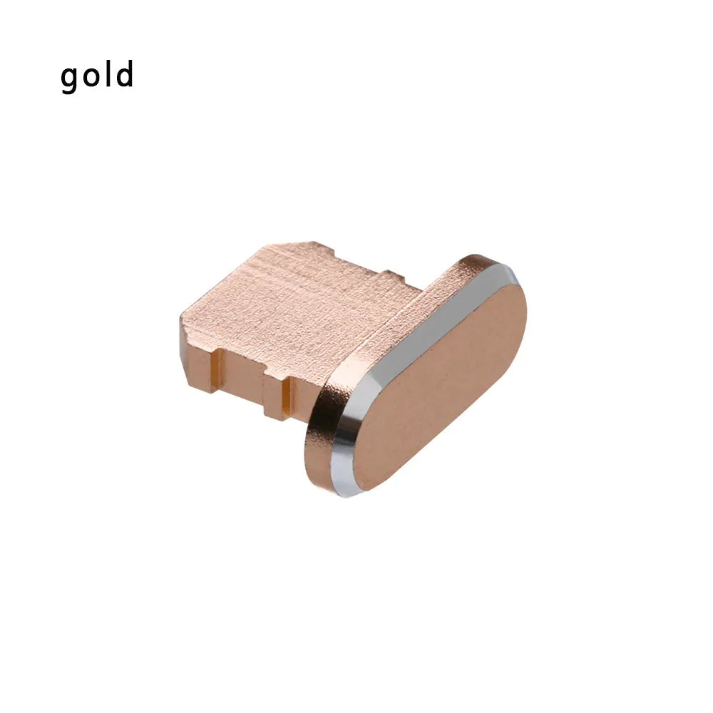 Aluminium alloy dust plug for iPhone charging port in various colours.