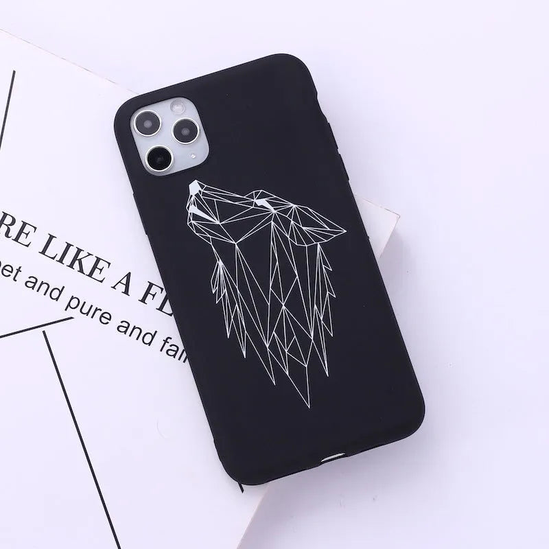 TPU iPhone case with painted animal graffiti design showing solid colour background with detailed artwork