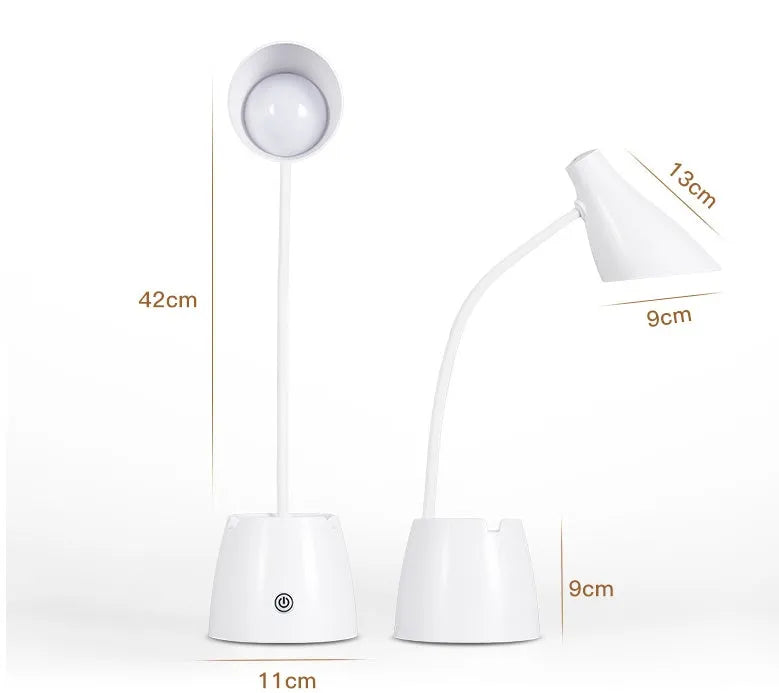 Beige LED folding eye protection table lamp with 24 lamp beads, 2200mAh battery, three colour temperature settings, aluminium and ABS construction