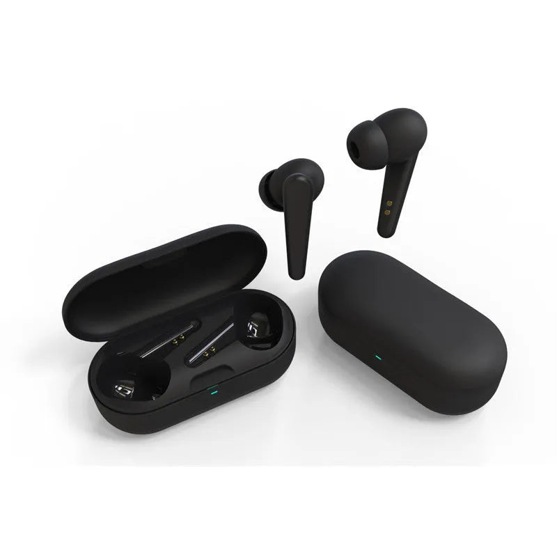 ANC active noise reduction Bluetooth headphones in black, white, pink, green, and blue colours with earplug design