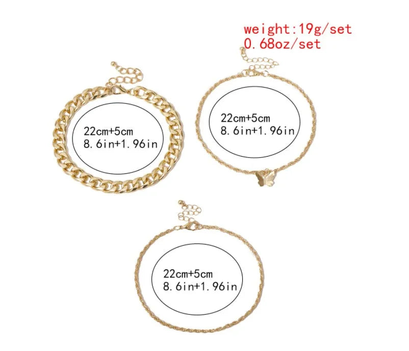 Simple twist chain anklet in gold or white k, made from copper, iron and aluminium, supplied in an OPP bag.