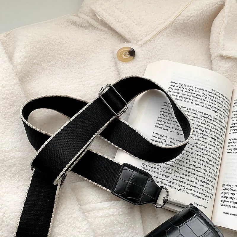 PU crossbody bag in four colours showing 20cm width and 14cm height