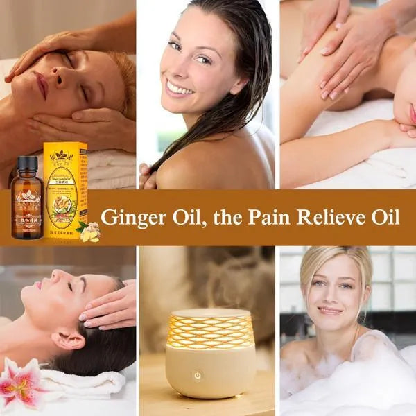 Royal Grassland Ginger Essential Oil 30ml bottle for lymphatic drainage massage with grape seed oil and ginger flower oil