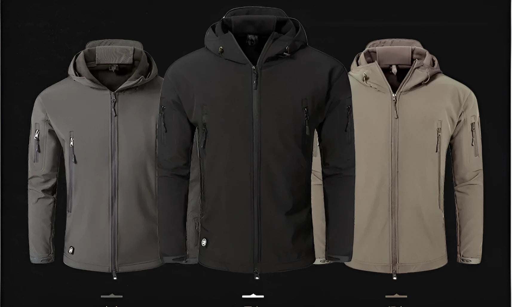Military tactical jacket waterproof with fleece lining in khaki colour for outdoor use