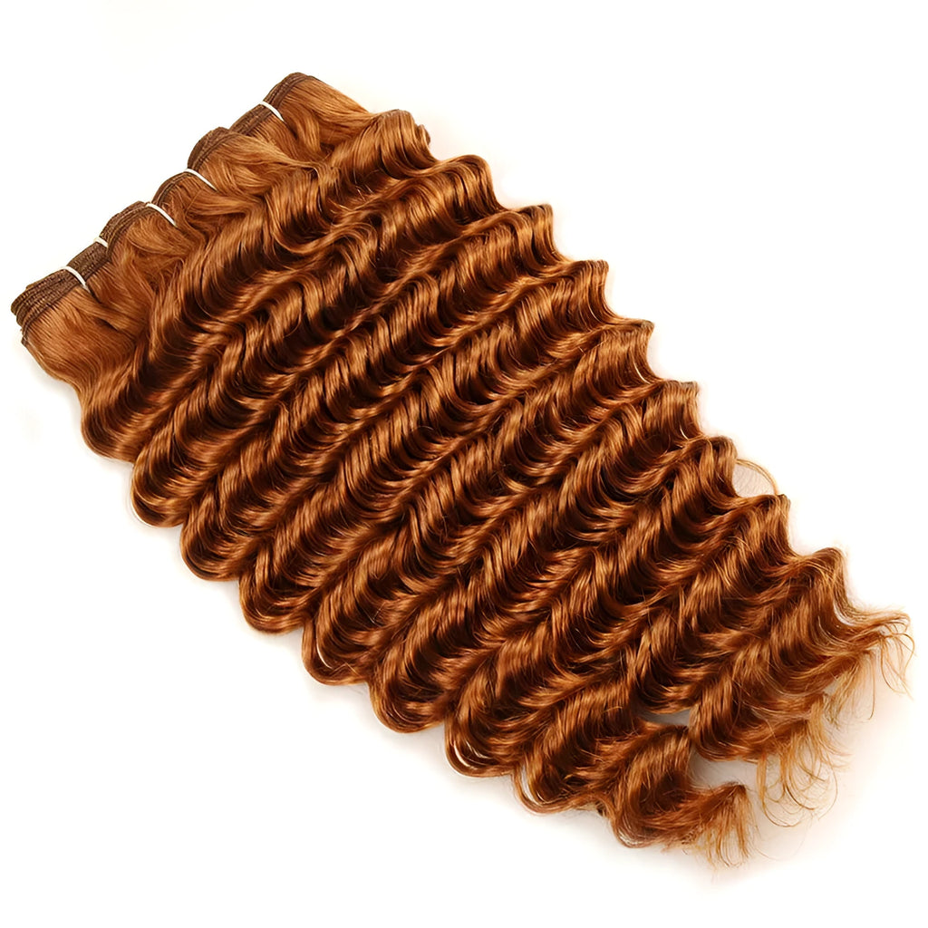 Deep wave human hair 100g brown real hair weave, available in 8 to 26 inch lengths, no knotting or hair loss