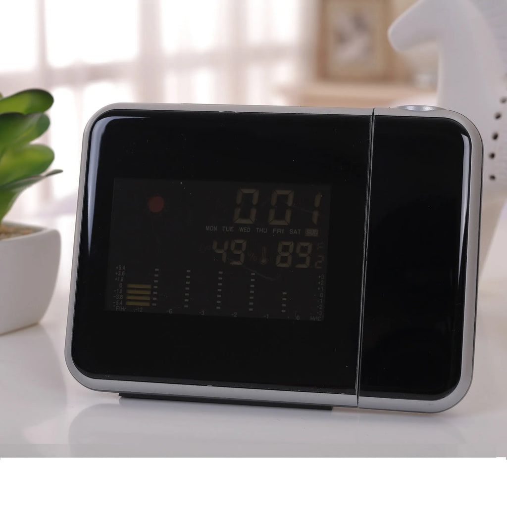 Digital table clock, plastic, 16 x 6 x 12 cm, Black USB or White USB, for desk or bedside