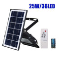 Solar wall lamp in black with remote control, plastic shell and toughened glass, 10W/25W options