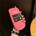 Fall-proof silicone clamshell phone case with love heart design for iPhone, rose red colour