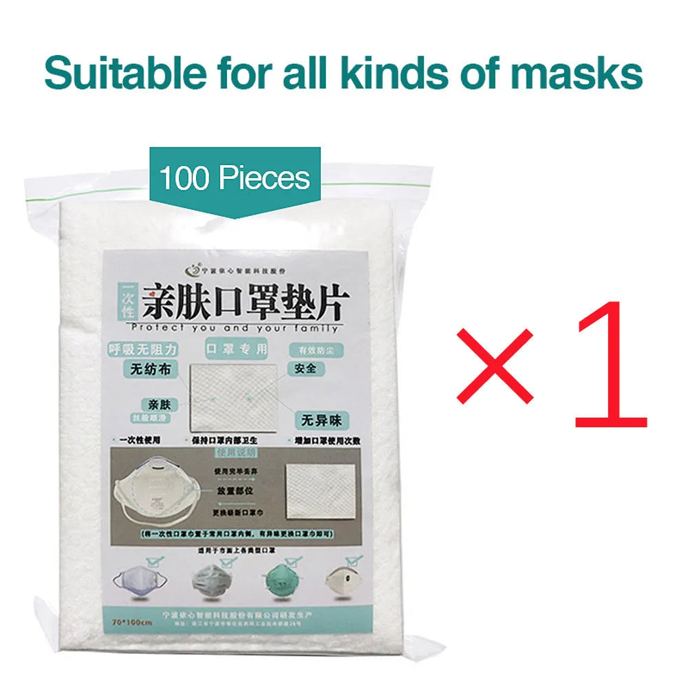 100-pack disposable mask inner pads 120x90mm spunlaced viscose nonwoven for universal face masks