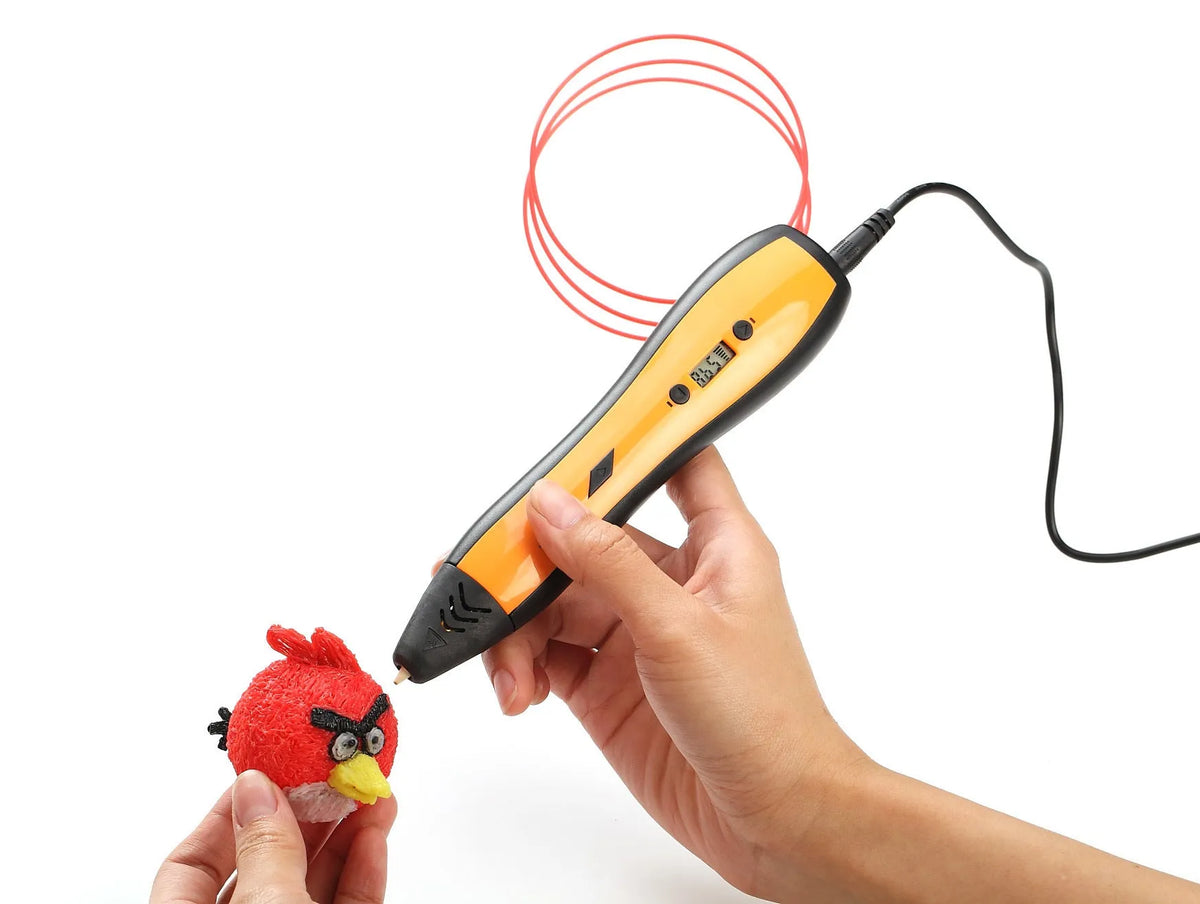 3D printing pen for children with LCD screen and ceramic nozzle, available in blue, orange, purple, white