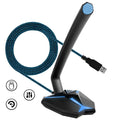 G33 Gaming Microphone in Blue with USB interface and 1.5m cable, omnidirectional pointing pattern.