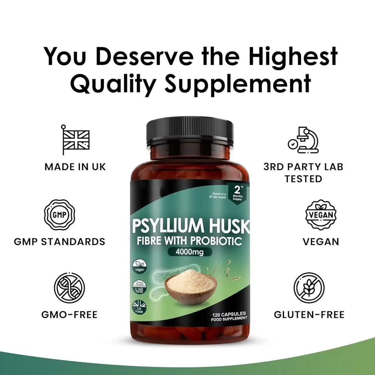 Yang plantain seed shell capsule probiotics supplement bottle showing 120 tablets for adult digestive health