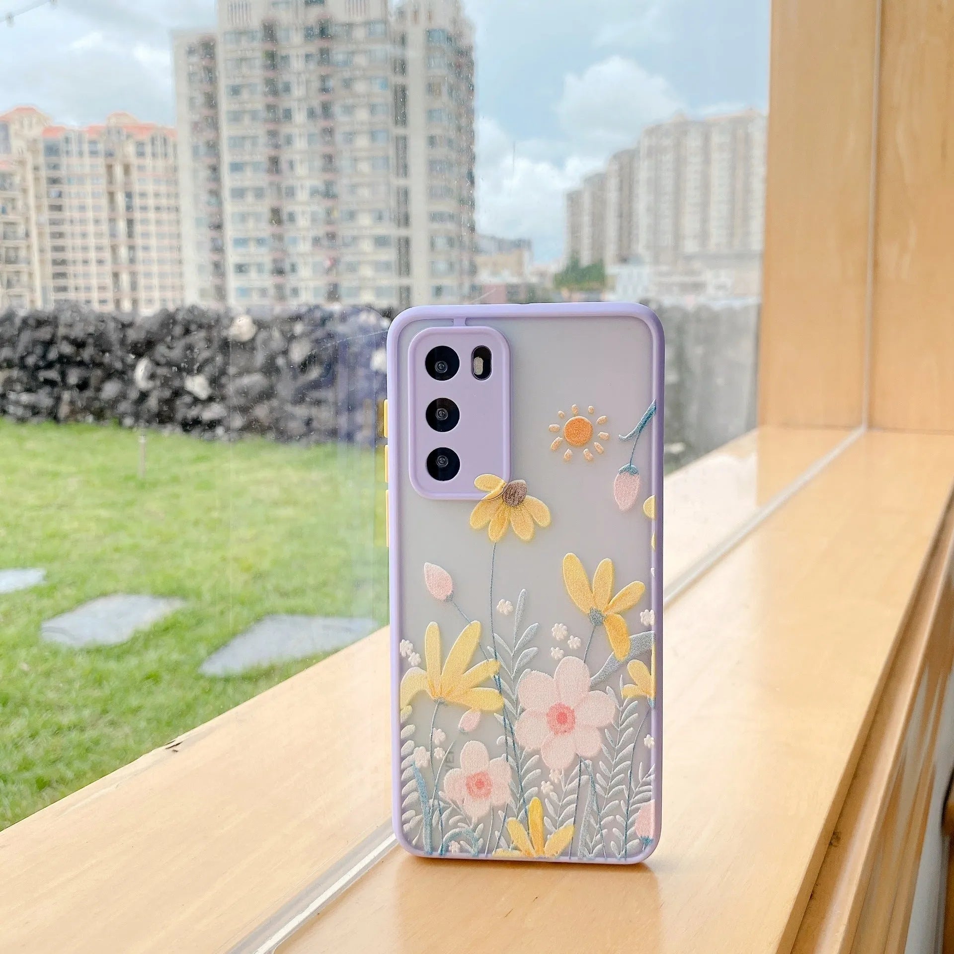 Embossed flower TPU phone case for Huawei P30, simple back cover, Style A, floral pattern