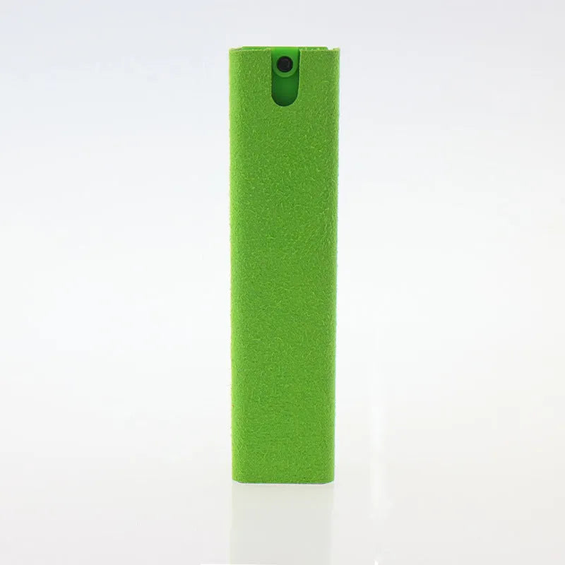 2-in-1 screen cleaner kit with spray bottle and microfiber cloth for mobile phone and computer screens in pink and gray