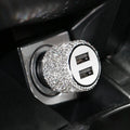 Diamond car charger for cigarette lighter socket, available in red, white, black, pink and AB.