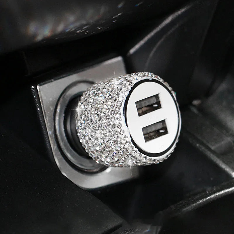 Diamond pattern car USB charger for cigarette lighter socket in five colour options
