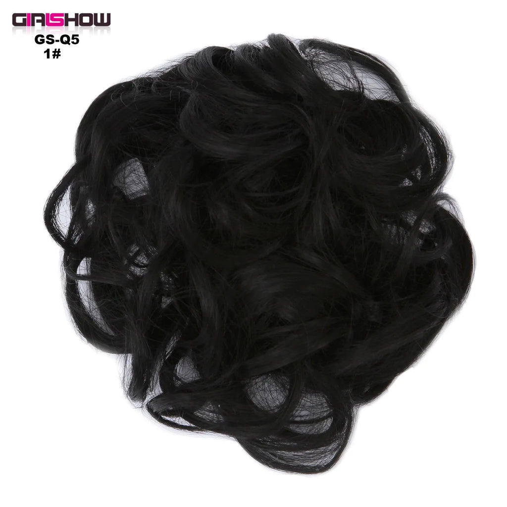 Adjustable hair ring in a natural black shade for creating hair buns and ponytails