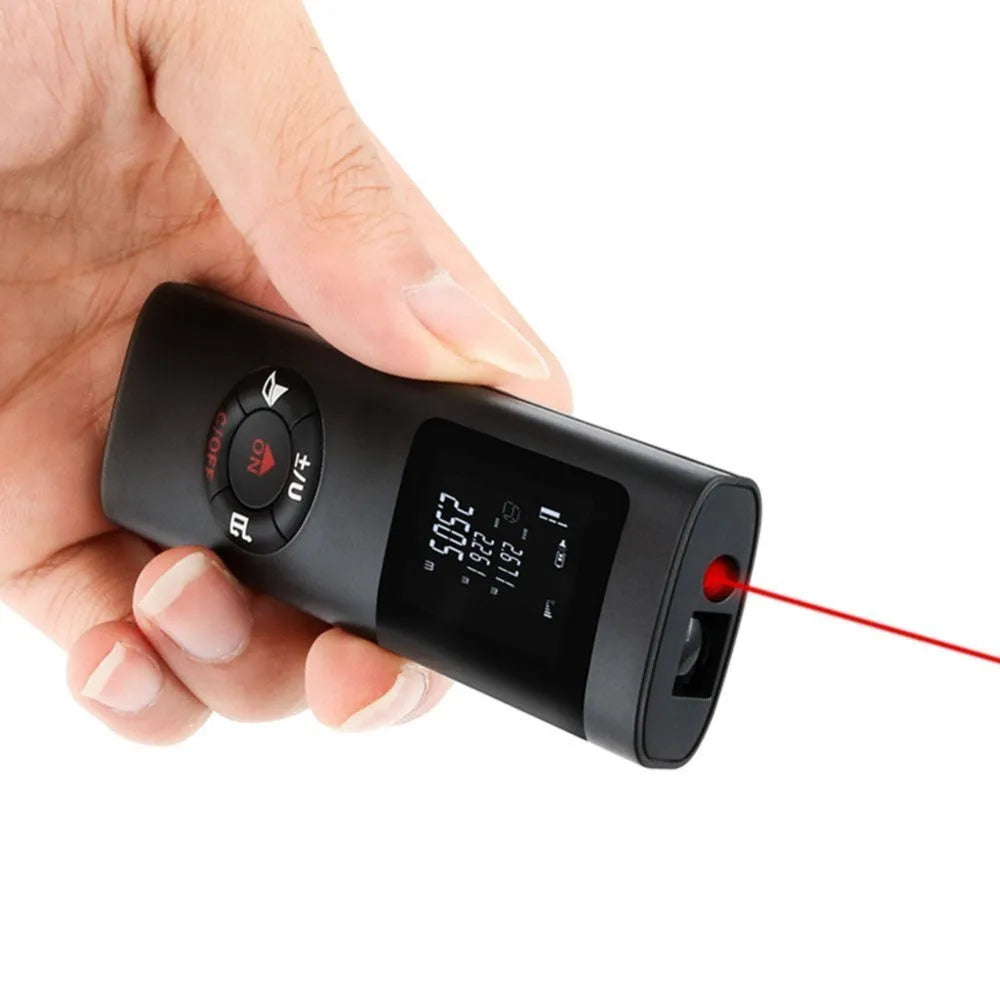 Mini laser range finder pocket size 40m black ABS enclosure with LCD backlight display