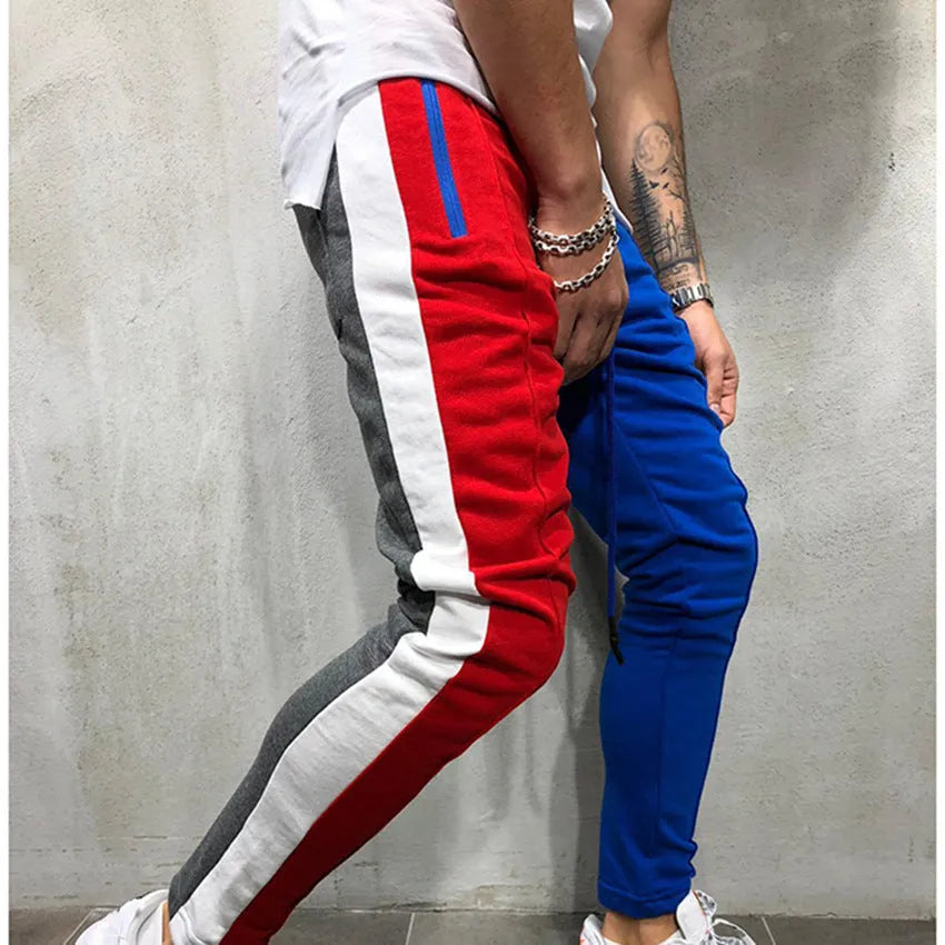 Men's cotton blend colour mix jogger sweatpants in yellow black, casual cone leg style with drawstring waist