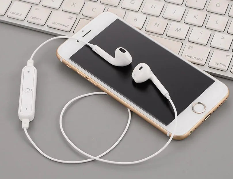 Wireless Bluetooth headset for iPhone 7 S6 5S6plus compatibility in Black, White, Gold, or Silver