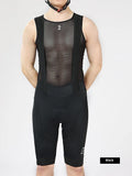Men's cycling suit in geometric green, quick-dry fabric, size S to XXXL