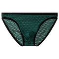 Men's low waist transparent lace underwear shorts in multiple colours on size chart