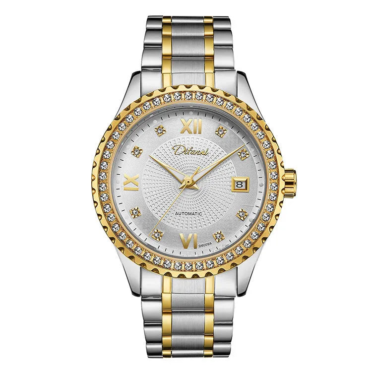 Men's automatic mechanical watch with luminous hands and waterproof design in business style