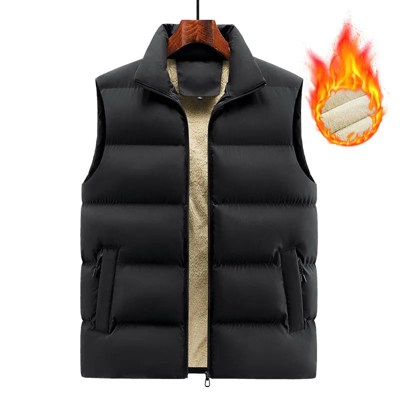 Striped lambswool men's vest in black, dark blue, or red for autumn and winter wear