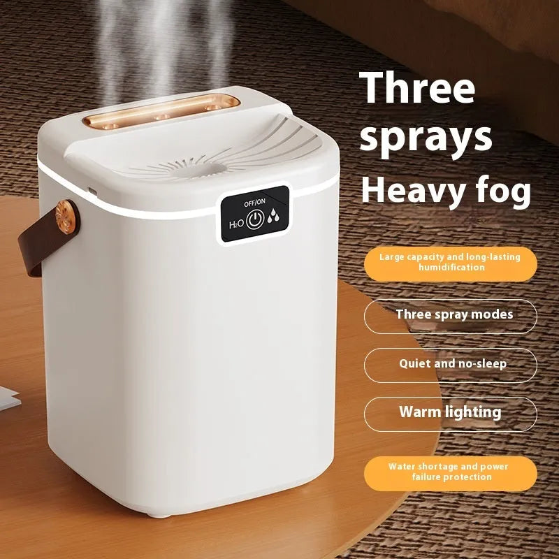 White plastic square USB humidifier with large spray volume and ambient light for bedroom