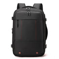 Men's business backpack with belt password lock, Oxford cloth, black airbag type, scalable 20-35L capacity
