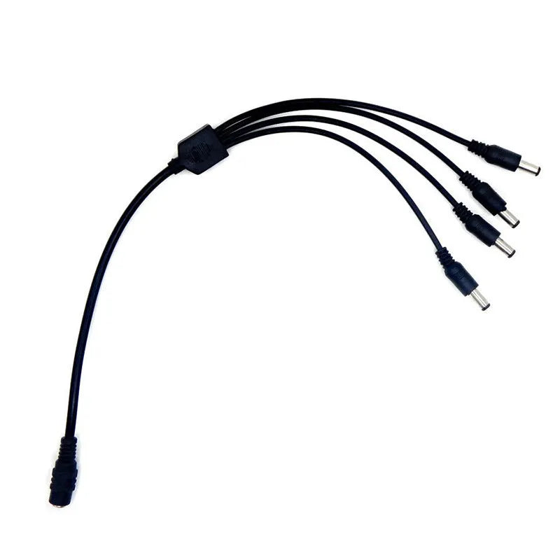 Black 0.39 metre DC power cable with 1-to-4 split for monitoring equipment