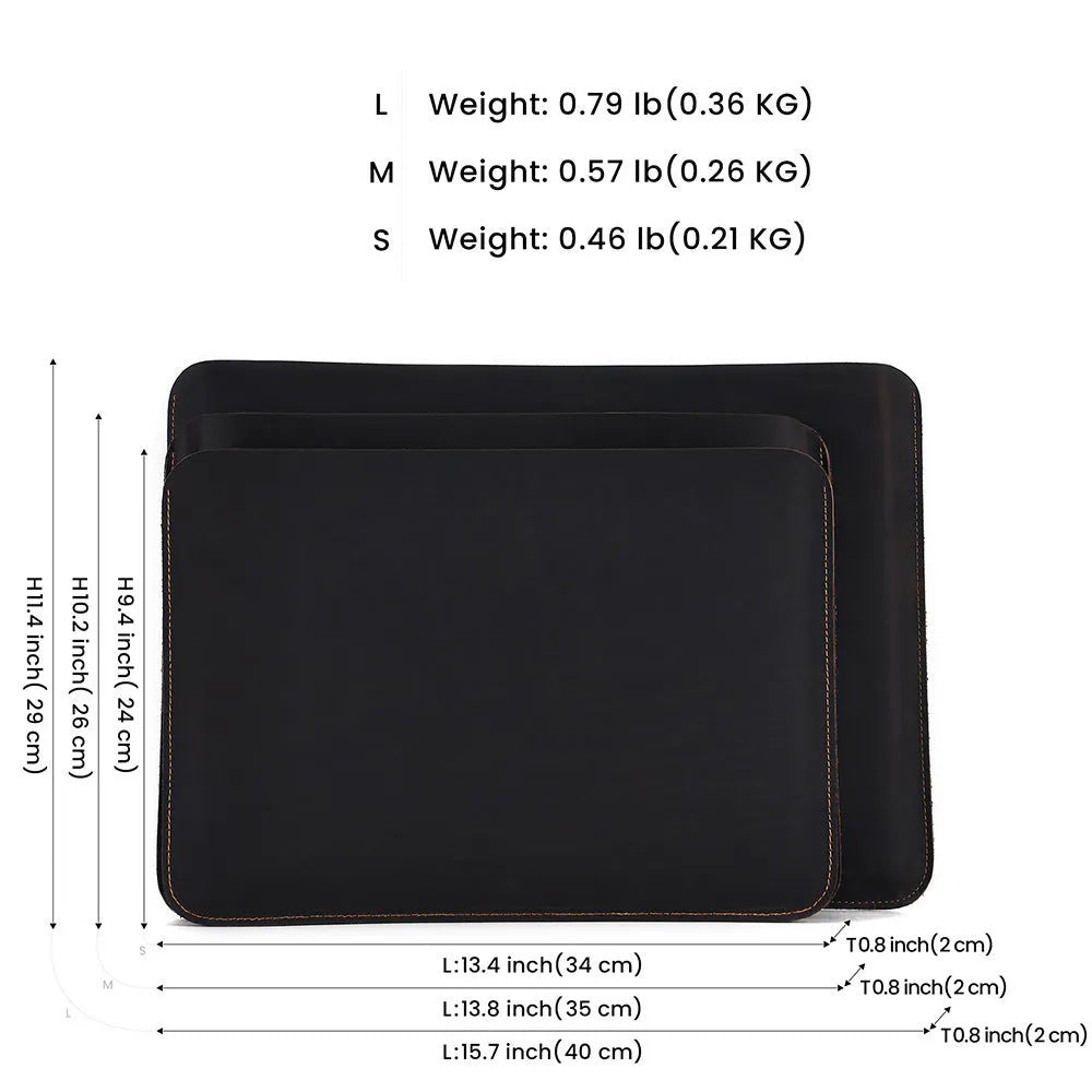 Brown genuine leather computer bag with horizontal design for laptops and tablets