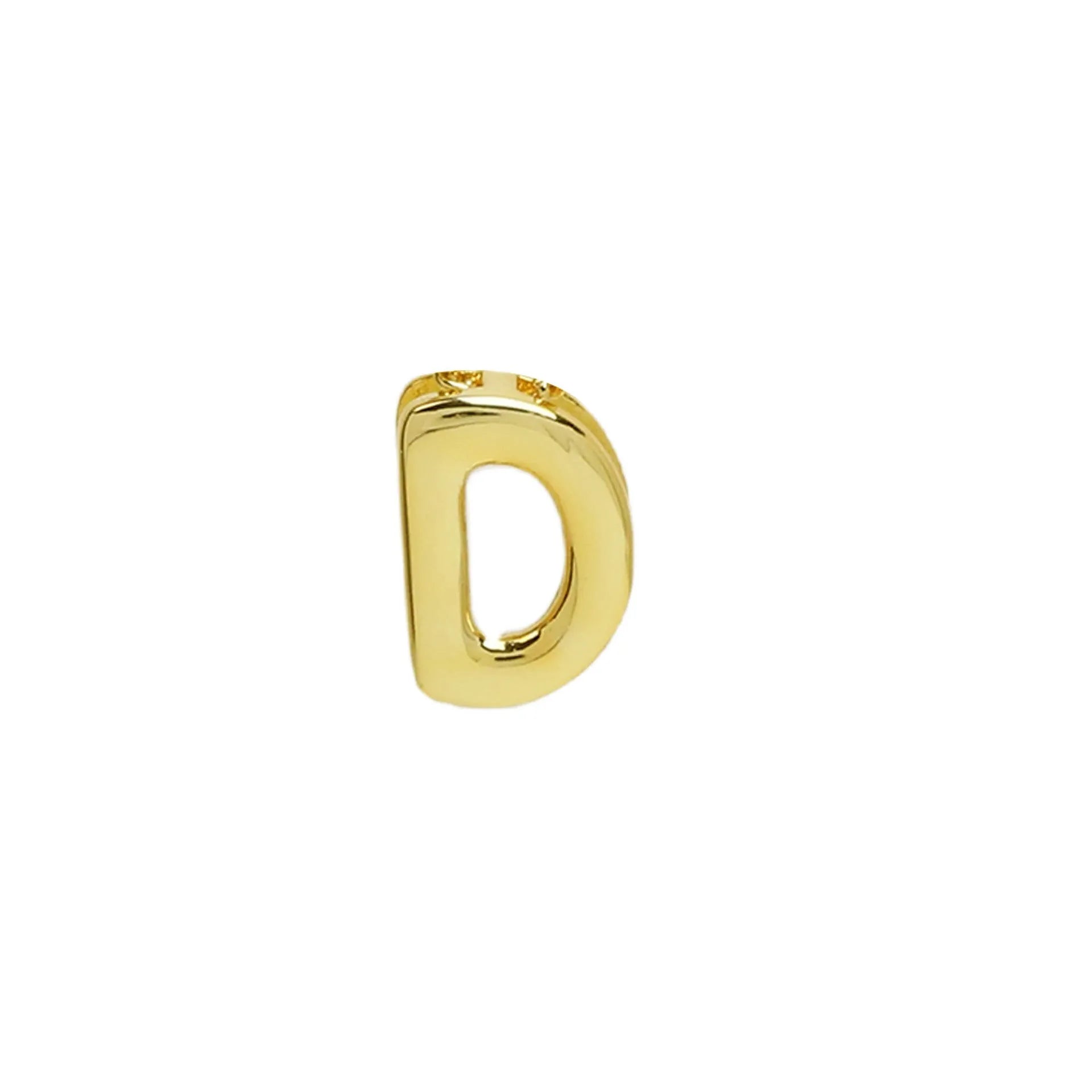 18k brass smooth surface bubble DIY letter bracelet with gold electroplated finish and letter pendant on white background