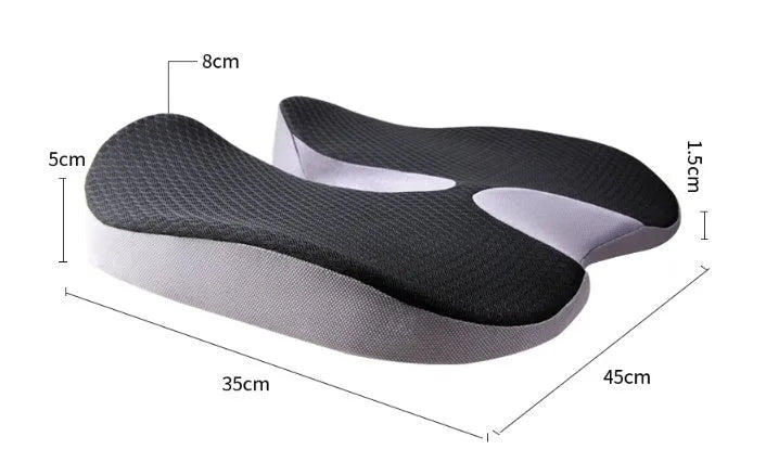 Curved bevel seat cushion in four colour options for tailbone and back support
