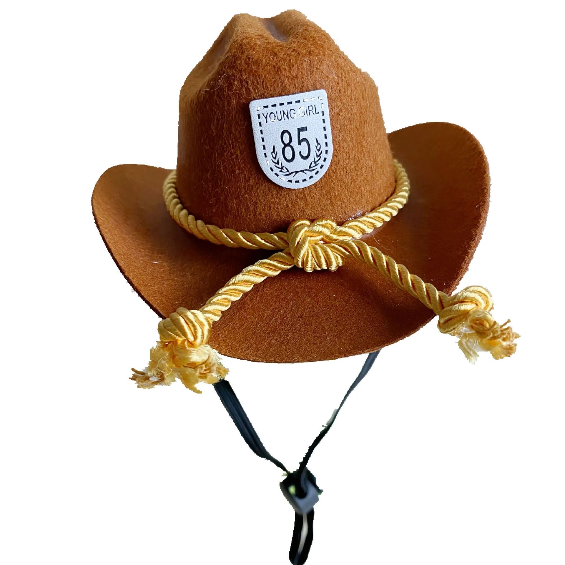 British cowboy hat for pets in non woven fabric with decorative velvet belt
