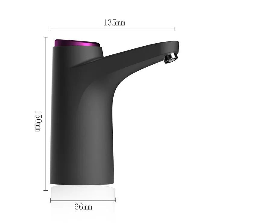 Dark grey touch automatic water dispenser on a kitchen countertop with soft hose and USB cable
