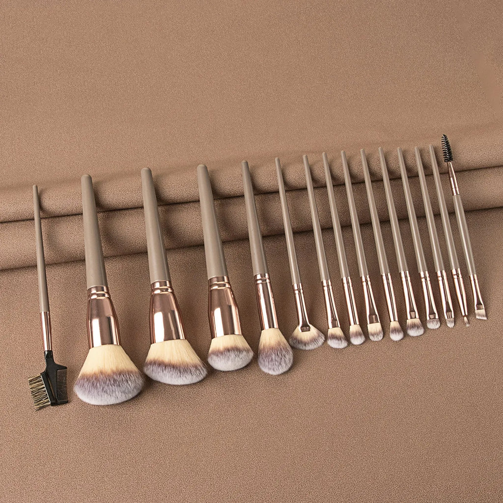 15-piece man-made fibre makeup brush set including eye shadow brush in black colour option