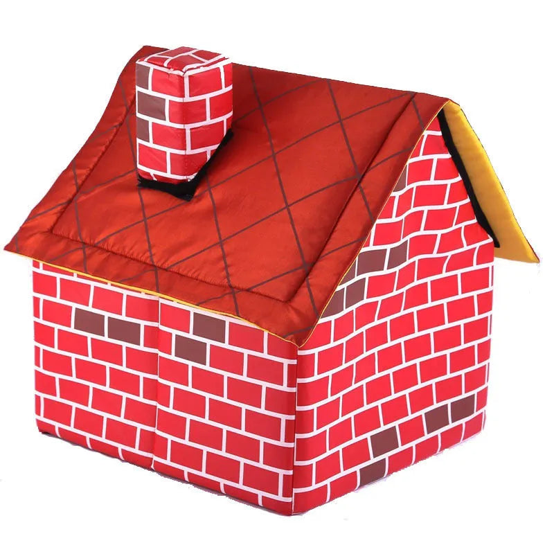 Cat litter chimney villa brick red with removable cushion, 39x40.5x44cm, high density sponge support