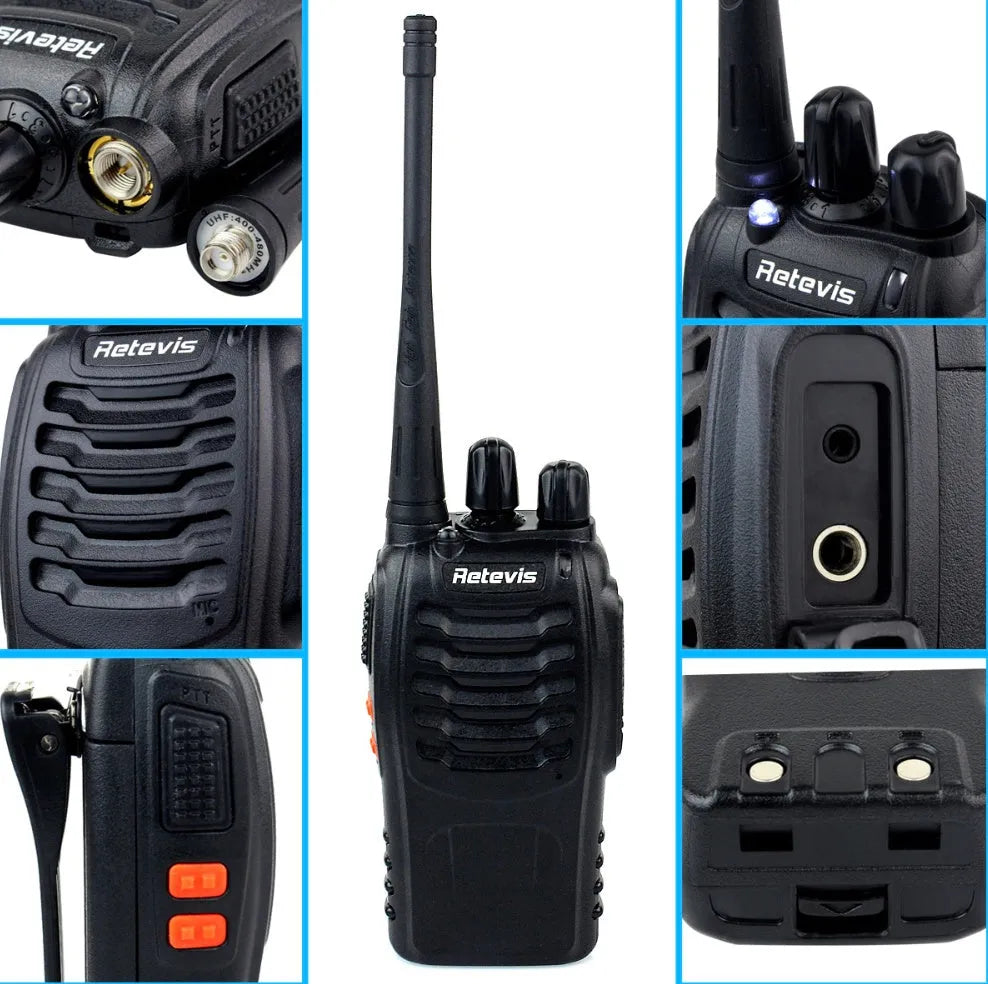 Black H777 single band UHF civil walkie talkie with antenna, 60x33x115mm size