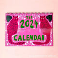 A3 landscape cat calendar wall planner showing monthly feline illustrations