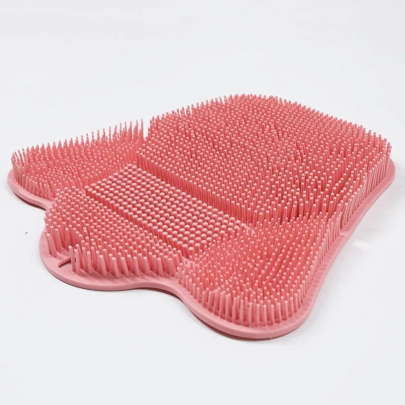 Blue silicone bath massage mat with textured surface for grip and skin stimulation