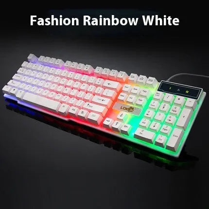 Gaming keyboard USB cable with glowing light effect in white and black colour options
